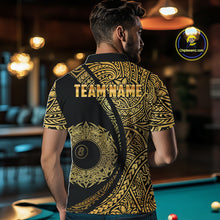 Load image into Gallery viewer, Black &amp; Gold 8 Ball Crown Billiard Polo &amp; 1/4 Zip Shirt For Men Custom Tribal Pool Team Jerseys NYN2944