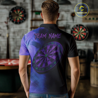 Custom Purple Cobras Dartboard Dart Polo Shirt For Men Grunge Dart Tournament Jerseys NYN1521