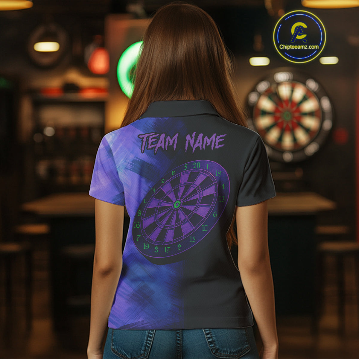 Custom Purple Cobras Dartboard Dart Polo Shirt For Women Grunge Dart Tournament Jerseys NYN1521