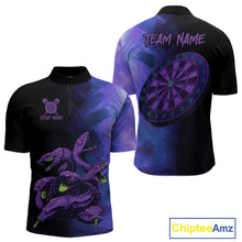 Load image into Gallery viewer, Custom Purple Cobras Dartboard Dart 1/4-Zip Shirt For Men Grunge Dart Tournament Jerseys NYN1521