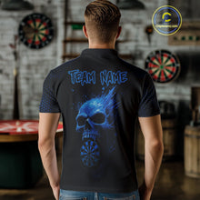 Load image into Gallery viewer, Custom Black And Blue Skull Dart Polo Shirt For Men Dartboard Skull Grunge Dart Jerseys NYN1524