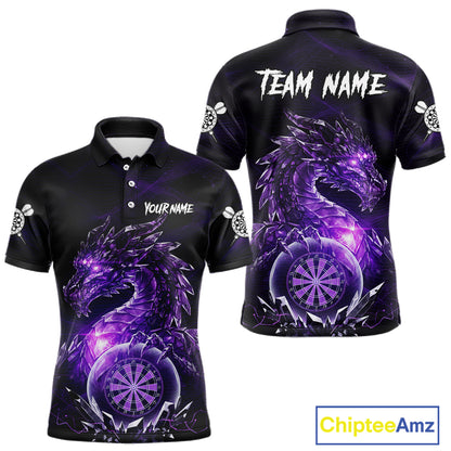 Purple Dartboard Lightning Dragon Stone Custom Mens Polo Dart Shirt Dart Team Jerseys NYN1778