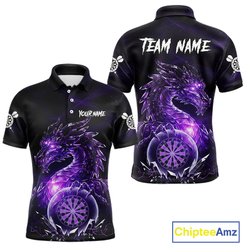 Purple Dartboard Lightning Dragon Stone Custom Mens Polo Dart Shirt Dart Team Jerseys NYN1778
