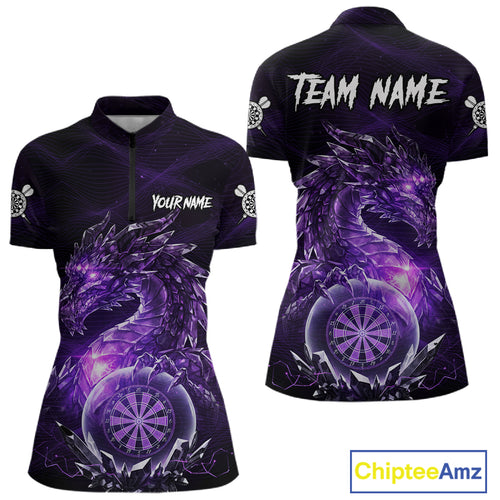 Purple Dartboard Lightning Dragon Stone Custom Mens Polo Dart Shirt Dart Team Jerseys NYN1778