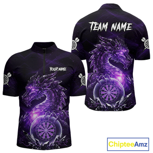 Purple Dartboard Lightning Dragon Stone Custom Mens Polo Dart Shirt Dart Team Jerseys NYN1778