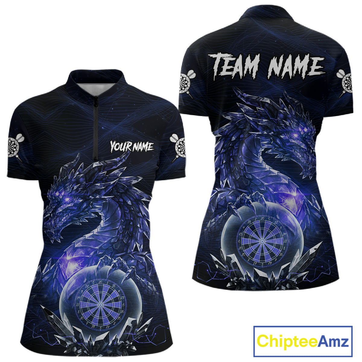 Blue Dartboard Lightning Dragon Stone Custom Mens Polo Dart Shirt Dart Team Jerseys NYN1779