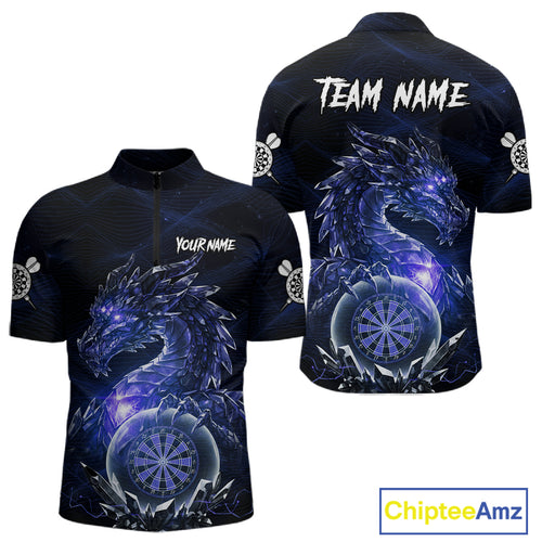 Blue Dartboard Lightning Dragon Stone Custom Mens Polo Dart Shirt Dart Team Jerseys NYN1779