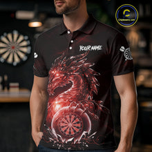 Load image into Gallery viewer, Red Dartboard Lightning Dragon Stone Custom Mens Polo Dart Shirt Dart Team Jerseys NYN1780