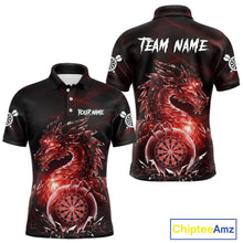 Load image into Gallery viewer, Red Dartboard Lightning Dragon Stone Custom Mens Polo Dart Shirt Dart Team Jerseys NYN1780