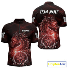 Load image into Gallery viewer, Red Dartboard Lightning Dragon Stone Custom Mens Polo Dart Shirt Dart Team Jerseys NYN1780
