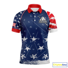 Load image into Gallery viewer, Blue Red Grunge US Flag 8 Ball Pool Men Billiard Ball Cue Shirt Custom Patriotic Billiard Team Attire NYN2734
