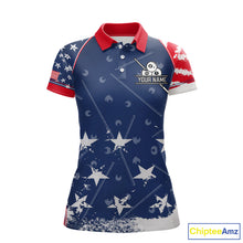 Load image into Gallery viewer, Blue Red Grunge US Flag 8 Ball Pool Women  Billiard Ball Cue Shirt Custom Patriotic Billiard Team Attire NYN2734