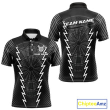 Load image into Gallery viewer, Custom Black Grey Dartboard Dart Men Polo Shirt Outfits Dart Team Jerseys NYN1529