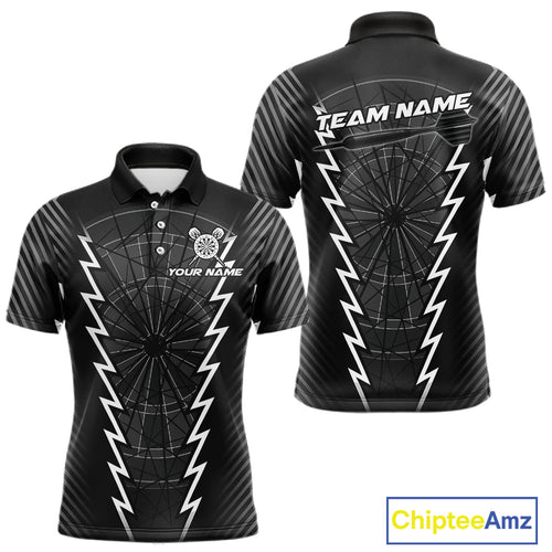 Custom Black Grey Dartboard Dart Men Polo Shirt Outfits Dart Team Jerseys NYN1529