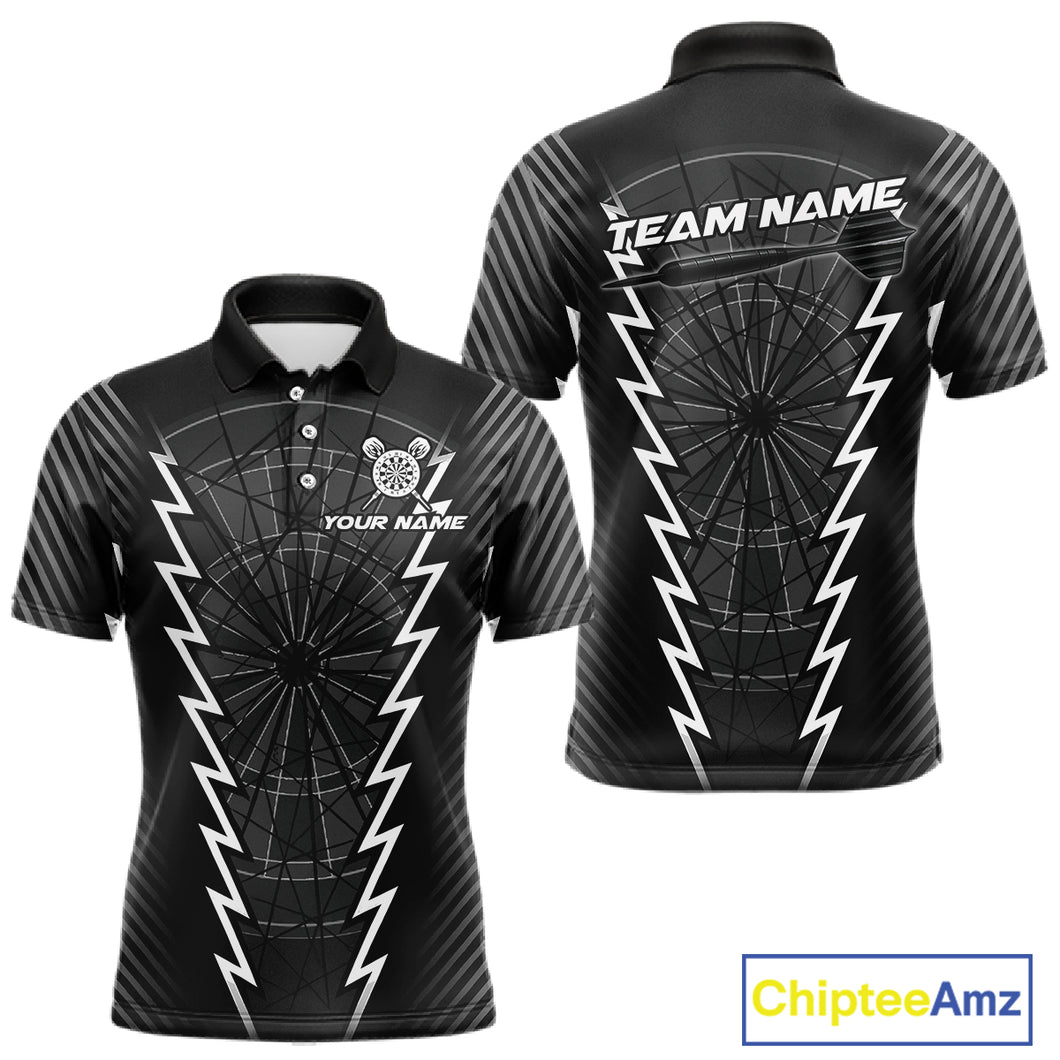 Custom Black Grey Dartboard Dart Men Polo Shirt Outfits Dart Team Jerseys NYN1529