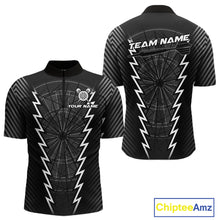 Load image into Gallery viewer, Custom Black Grey Dartboard Dart Men Quarter-Zip Shirt Outfits Dart Team Jerseys NYN1529