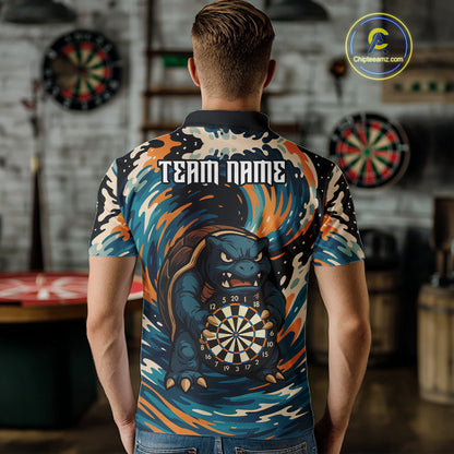 Custom Blue And Orange Turtle Dartboard Funny Dart Men Polo Shirt Dart Jerseys NYN1532