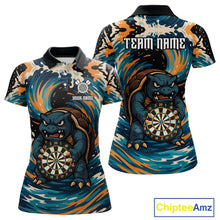 Load image into Gallery viewer, Custom Blue And Orange Turtle Dartboard Funny Dart Women Polo Shirt Dart Jerseys NYN1532