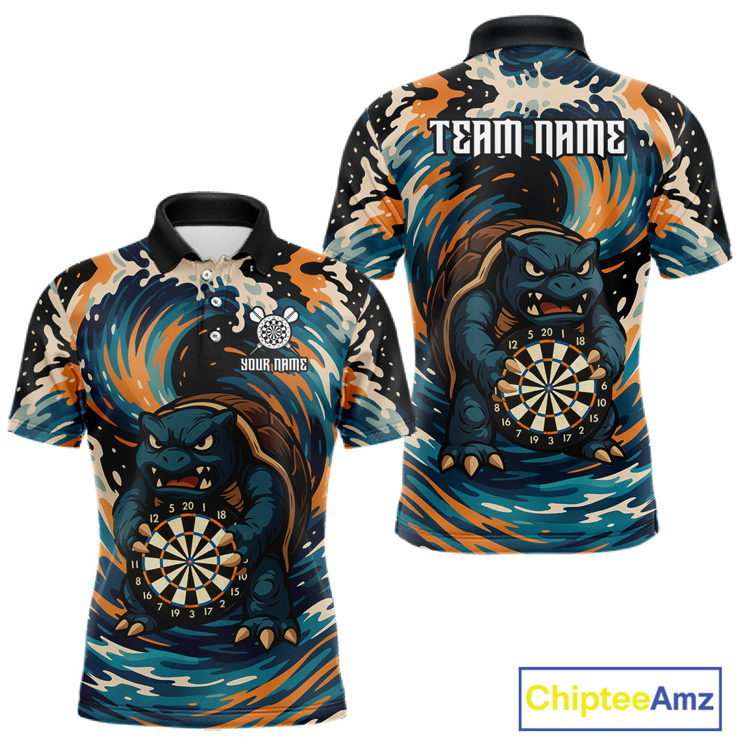 Custom Blue And Orange Turtle Dartboard Funny Dart Men Polo Shirt Dart Jerseys NYN1532