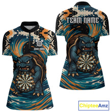 Load image into Gallery viewer, Custom Blue And Orange Turtle Dartboard Funny Dart Women Quarter-Zip Shirt Dart Jerseys NYN1532