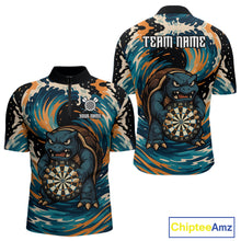 Load image into Gallery viewer, Custom Blue And Orange Turtle Dartboard Funny Dart Men Quarter-Zip Shirt Dart Jerseys NYN1532