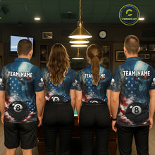 Load image into Gallery viewer, American Flag Skull Smoke 8 Ball Billiard 3D Shirt For Men Personalized Pool Billiard Team Attire NYN2745