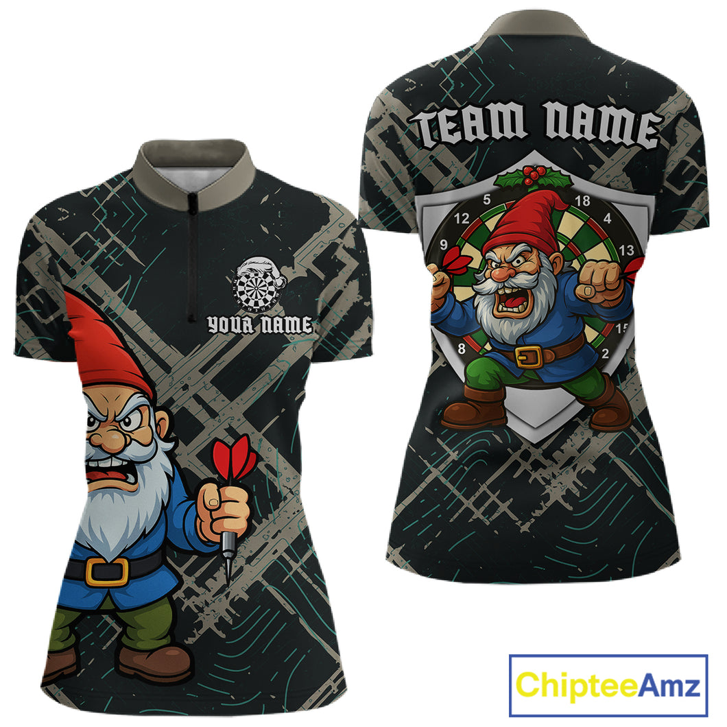 Custom Santa Claus Dartboard Funny Christmas Dart Team Women Quarter-Zip Shirt Xmas Dart Gifts NYN1537