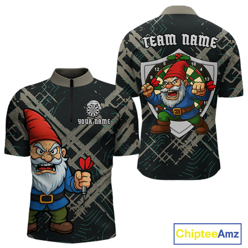 Custom Santa Claus Dartboard Funny Christmas Dart Team Men Quarter-Zip Shirt Xmas Dart Gifts NYN1537
