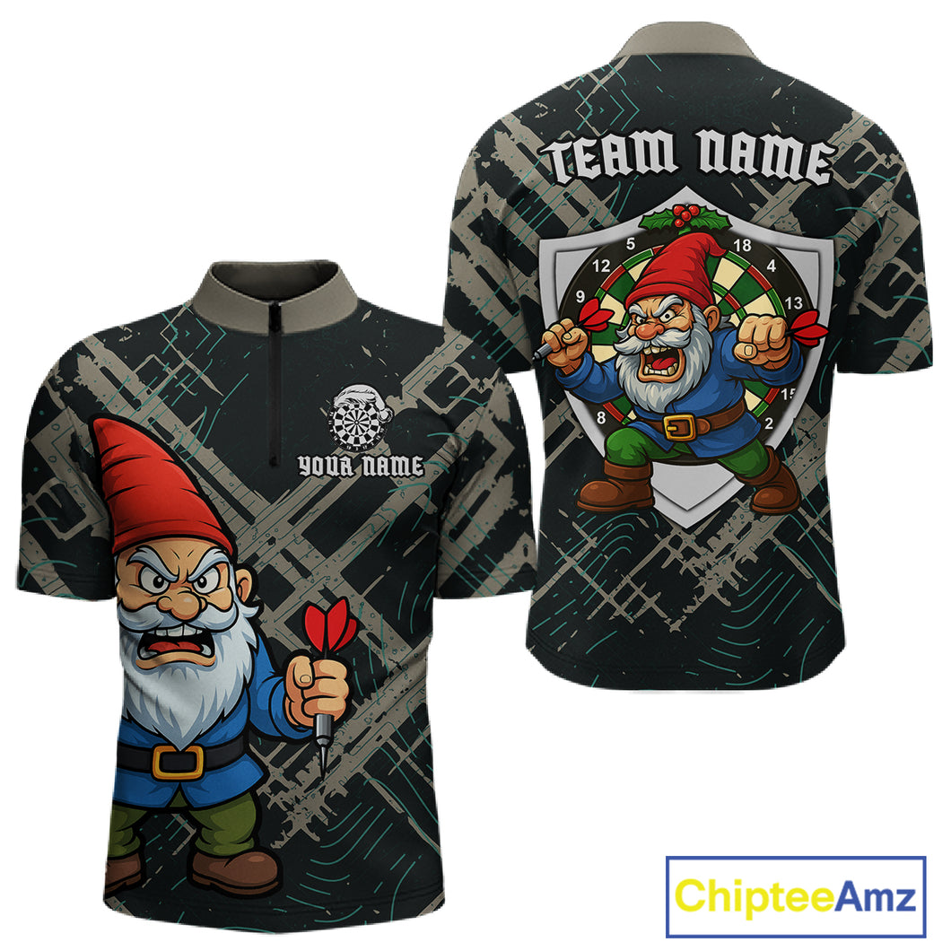 Custom Santa Claus Dartboard Funny Christmas Dart Team Men Quarter-Zip Shirt Xmas Dart Gifts NYN1537