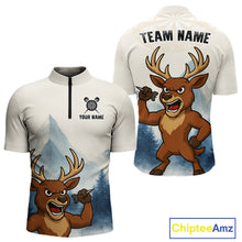 Load image into Gallery viewer, Custom Icy Brown Deer Dart Arrow Dart Team Men Quarter-Zip Shirt Funny Dart Jerseys NYN1539