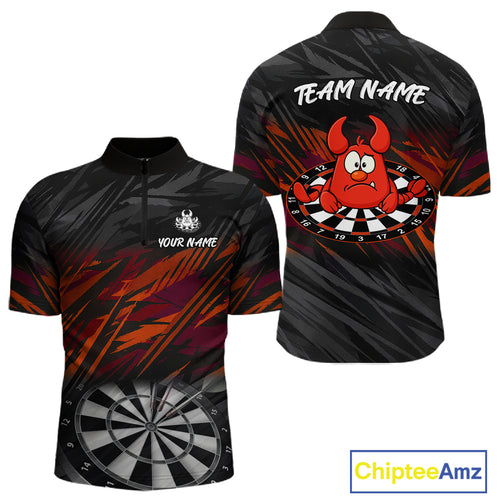 Custom Black Orange Funny Lobster Grunge Dart Men Quarter-Zip Shirt Dart Team Jerseys NYN1541