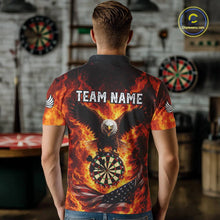 Load image into Gallery viewer, Personalized Eagle US Flag Fire Flame Dartboard Men Darts Polo Shirt Custom Darts Team Jersey|Red NYN2584