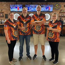 Load image into Gallery viewer, Personalized Eagle US Flag Fire Flame Dartboard Men Darts Polo Shirt Custom Darts Team Jersey|Red NYN2584