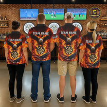 Load image into Gallery viewer, Personalized Eagle US Flag Fire Flame Dartboard Men Darts Polo Shirt Custom Darts Team Jersey|Red NYN2584