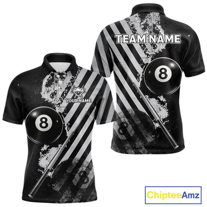 Black And Grey Grunge Pool 8 Ball Men Billiard Shirt Personalized Graffiti Billiard Attire NYN2595