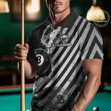Load image into Gallery viewer, Black And Grey Grunge Pool 8 Ball Men Billiard Shirt Personalized Graffiti Billiard Attire NYN2595