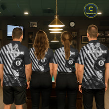 Load image into Gallery viewer, Black And Grey Grunge Pool 8 Ball Men Billiard Shirt Personalized Graffiti Billiard Attire NYN2595