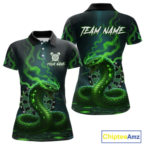 Custom Green Smokes Funny Cobra Dartboard Women Darts Polo Shirt, Outfits Dart Jerseys NYN1813