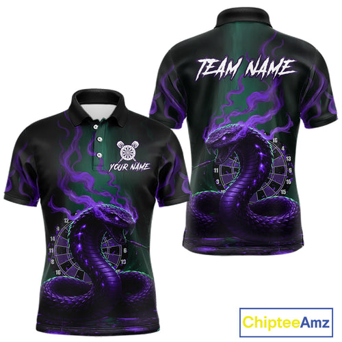 Custom Purple Smokes Funny Cobra Dartboard Men Darts Polo Shirt, Outfits Dart Jerseys NYN1814