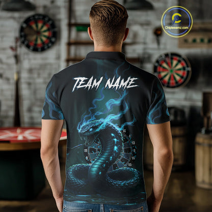 Custom Turquoise Smokes Funny Cobra Dartboard Men Darts Polo Shirt, Outfits Dart Jerseys NYN1815