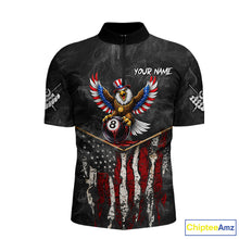 Load image into Gallery viewer, Smoke Grunge US Flag Eagle 8 Ball Cue Billiard Pool Shirt For Men Custom Patriotic Billiard Appeal NYN2763