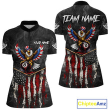 Load image into Gallery viewer, Smoke Grunge US Flag Eagle 8 Ball Cue Billiard Pool Shirt For Women Custom Patriotic Billiard Appeal NYN2763