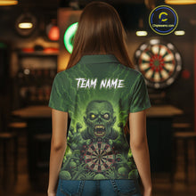 Load image into Gallery viewer, Custom Green Multi Zombie Grunge Dartboard Darts Polo Shirt For Women Skull Dart Jerseys NYN1835