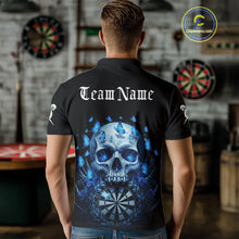 Load image into Gallery viewer, Custom Blue Butterflies Skull Head Flowers Dartboard Men Darts Polo Shirt, Dart Jerseys NYN1839