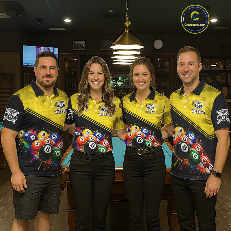 Custom Colorful Splash Ball Billiard Shirt For Women Personalized Cue Billiard Attire Gifts NYN2337