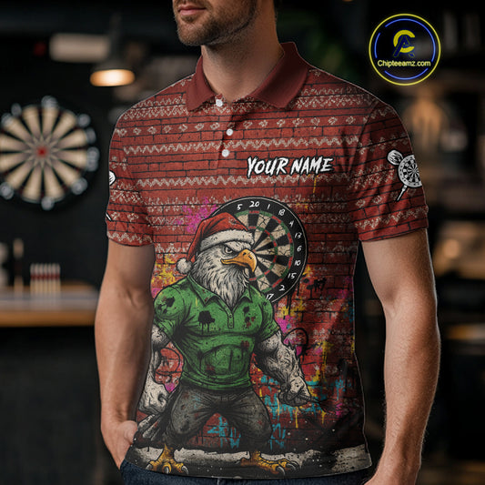 Custom Grunge Eagle Graffiti Men Darts Polo Shirt Funny Christmas Dart Jerseys NYN1854