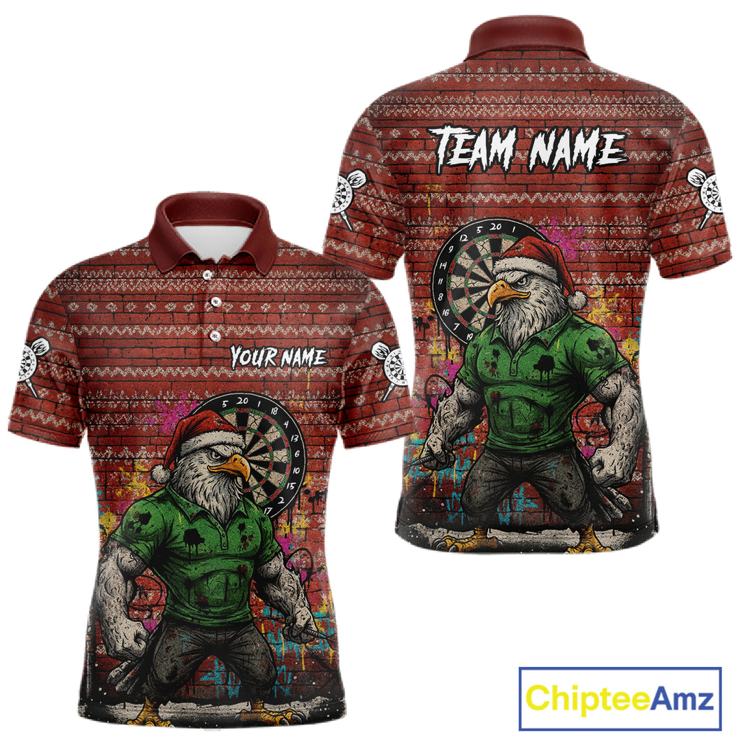 Custom Grunge Eagle Graffiti Men Darts Polo Shirt Funny Christmas Dart Jerseys NYN1854