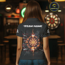 Load image into Gallery viewer, Smoke US Flag Fire Flame Dartboard Custom Women Darts Polo Shirt Patriotic Dart Jerseys NYN1859