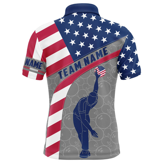 Camo US Flag Bowling Shirt Patritotic Bowling Team Jersey Polo Bowling Shirt for Men QZT256