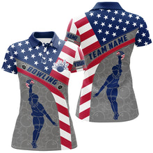 Load image into Gallery viewer, Camo US Flag Bowling Shirt Patritotic Bowling Team Jersey Polo Bowling Shirt for Women QZT256